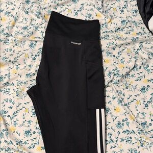 Adidas Women's Black Joggers with White Stripes